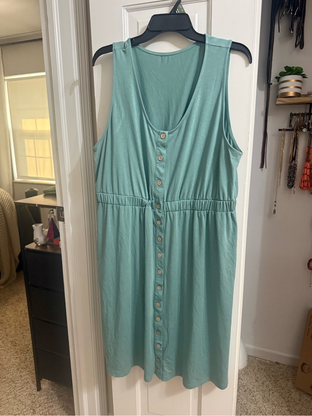 Sleeveless Button-Front Mint Green Dress